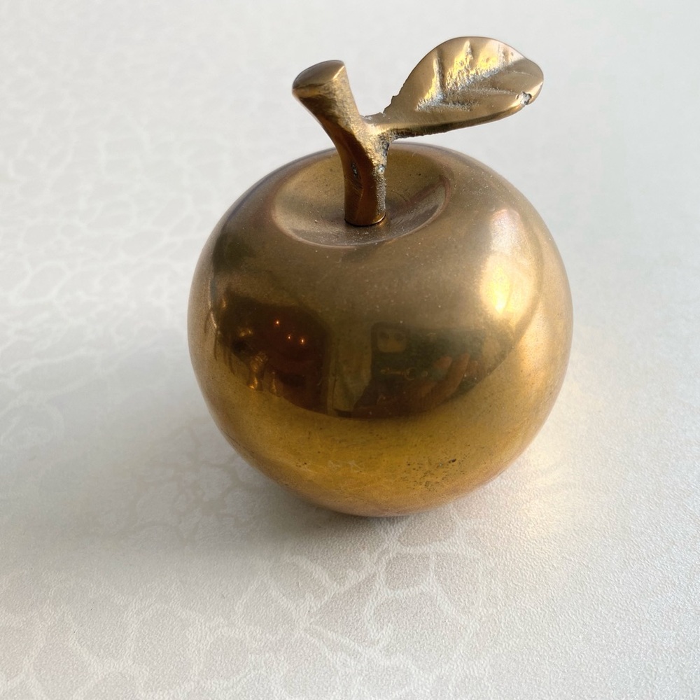 Brass Apple Accent Decor - Gold Decorative Apple